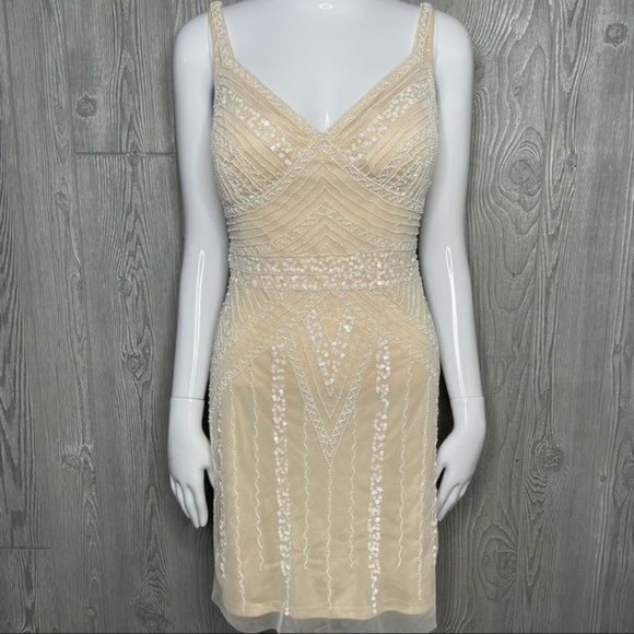 Bebe 1920 inspired beaded & sequin sheath body con flapper style dress size 4 - Picture 3 of 7